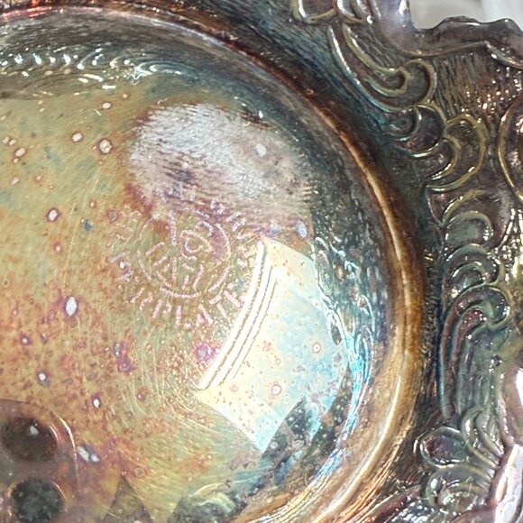 Vtg Pilgrim Silverplate Footed Creamer Sugar Bowl Set Ornate Handles Lid - Picture 11 of 11